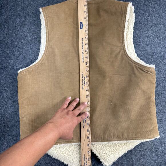 VTG 70s LEVI'S USA Mens Large Brown Cotton Corduroy Sherpa Fleece Lined Vest - Picture 8 of 12